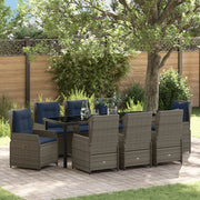 Set da Pranzo da Giardino 9 Pezzi Grigio Polyrattan