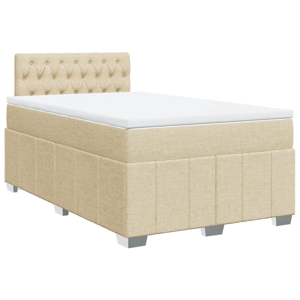 Giroletto a Molle con Materasso Crema 120x190 cm in Tessuto