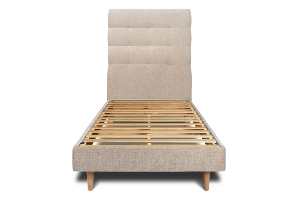 Letto 90x200 cm con testata imbottita - Tessuto Tela opaca