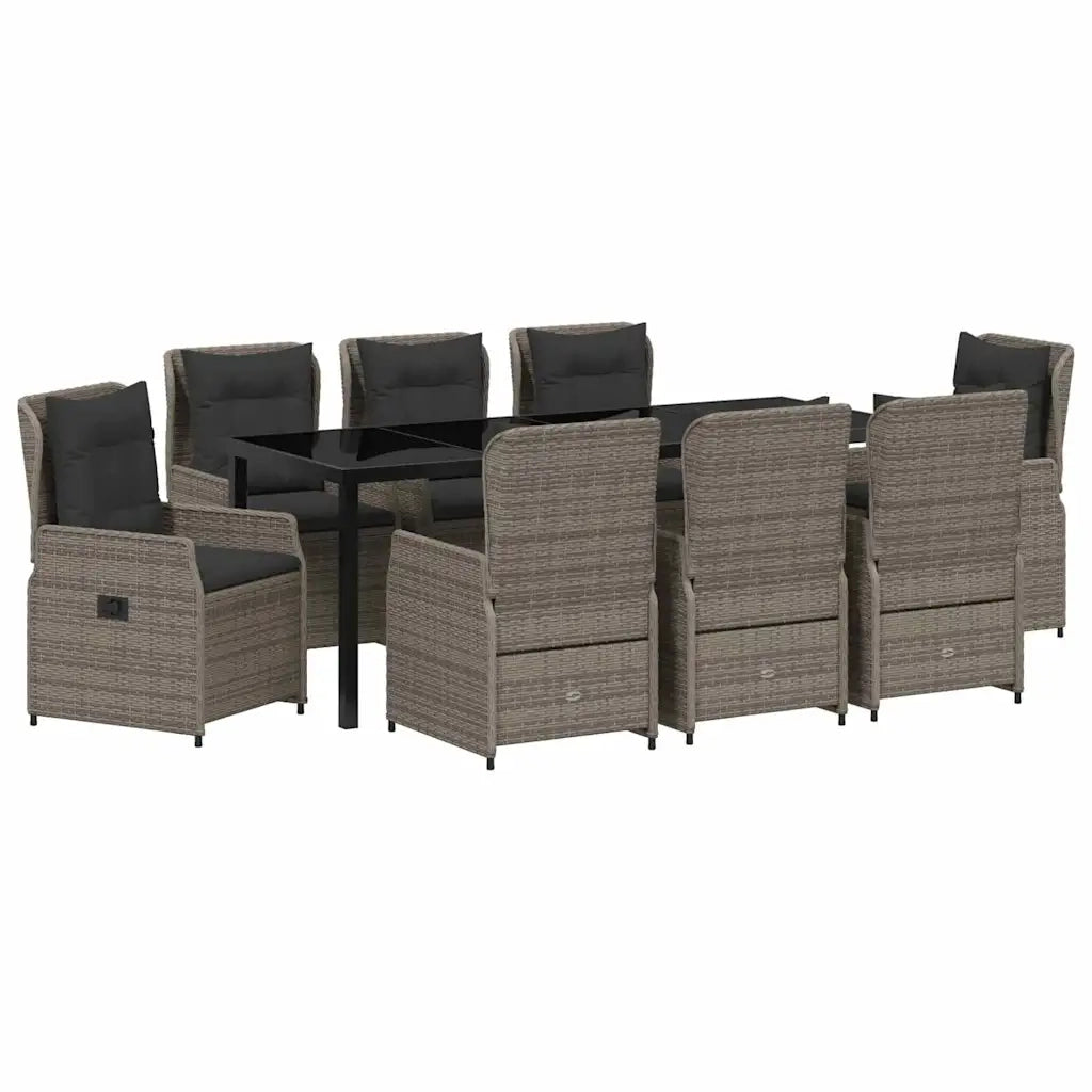 Set da Pranzo per Giardino 9 pcs Grigio polyrattan 3380959
