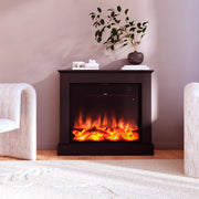 Caminetto Elettrico Mpc Camillo Xxl Nero 75cm Legno Nero 750w1500w Effetto Fiamma Led Realistico Termostato Automatico Modalita Solo Luce Telecomando Incluso Prodotto In Europa