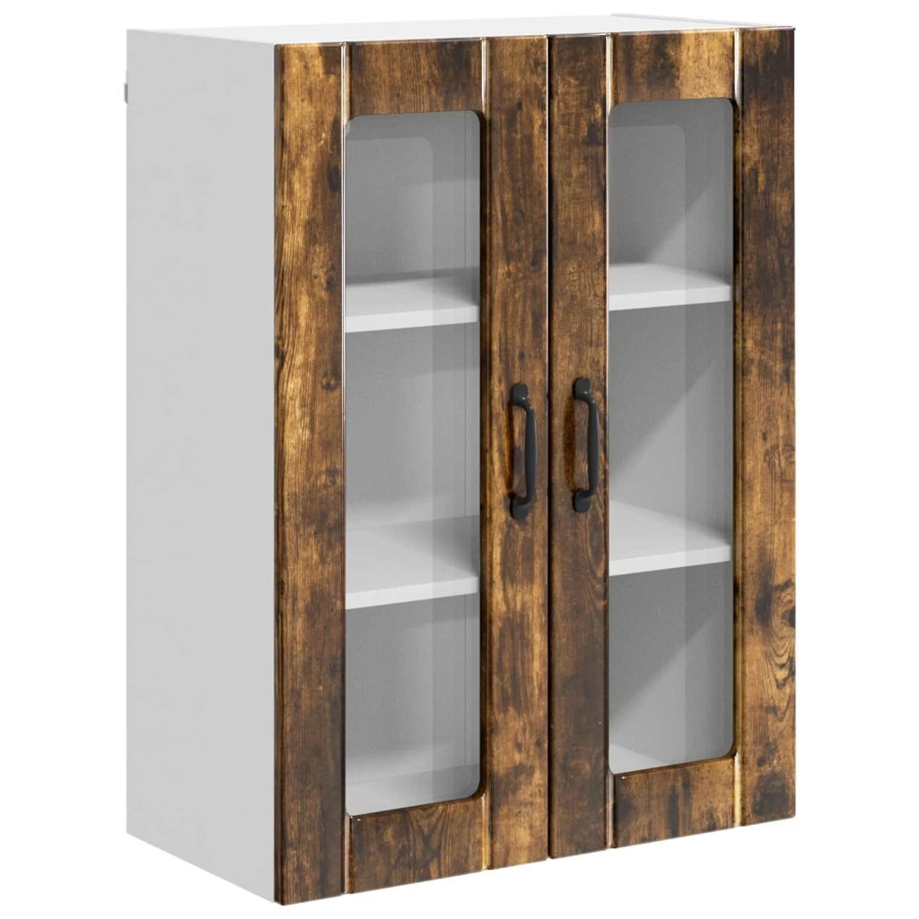 Pensile da cucina | Mobile in vetro da parete LUCCA Rovere Fumo 60 x 31 x 80 cm