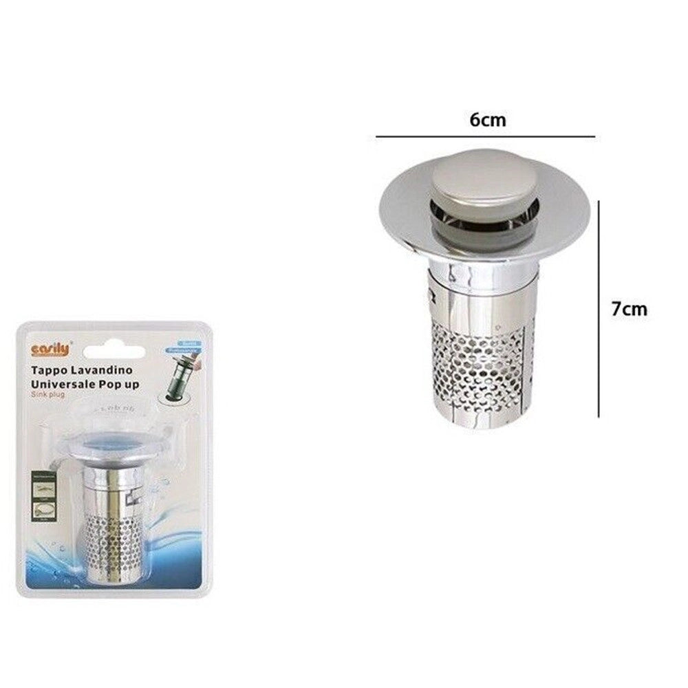 Trade Shop - Tappo Di Scarico Per Lavandino Universale Pop Up Cucina Lavello Bagno Filtro 87338 -