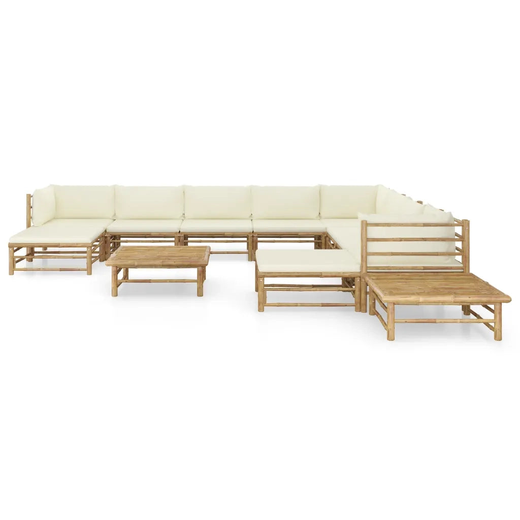 Set Divani da Giardino 12 pz con Cuscini Bianco Crema in BambÃ¹ cod mxl 46120