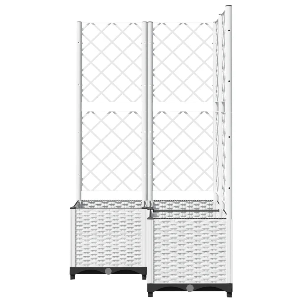 Fioriera | Cassetta per fiori | Vaso da Giardino con Graticcio Bianco 80x80x136 cm PP
