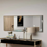 Specchio Mossano, Specchiera, Articolo d'arredo a muro, Decorazione con specchio, 40x2h120 cm, Bianco