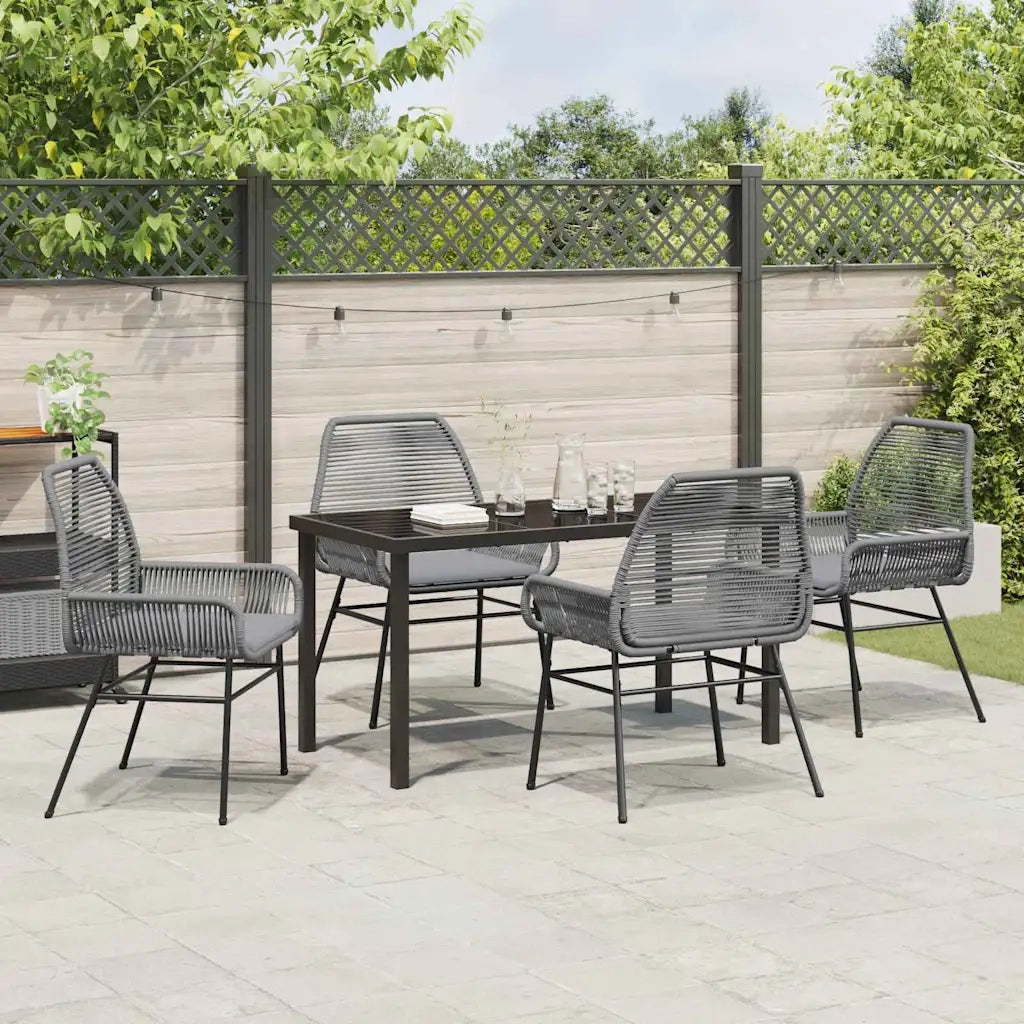 Set da Pranzo per Giardino con cuscino 5 pcs Grigio polyrattan 3380885