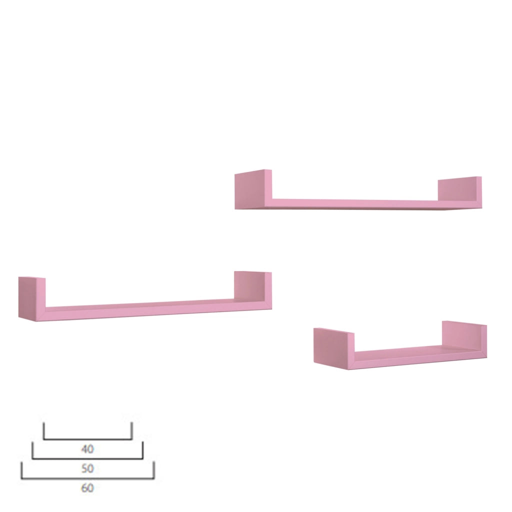Mensole da Parete Set di 3 pz colore Rosa mod. Calamita