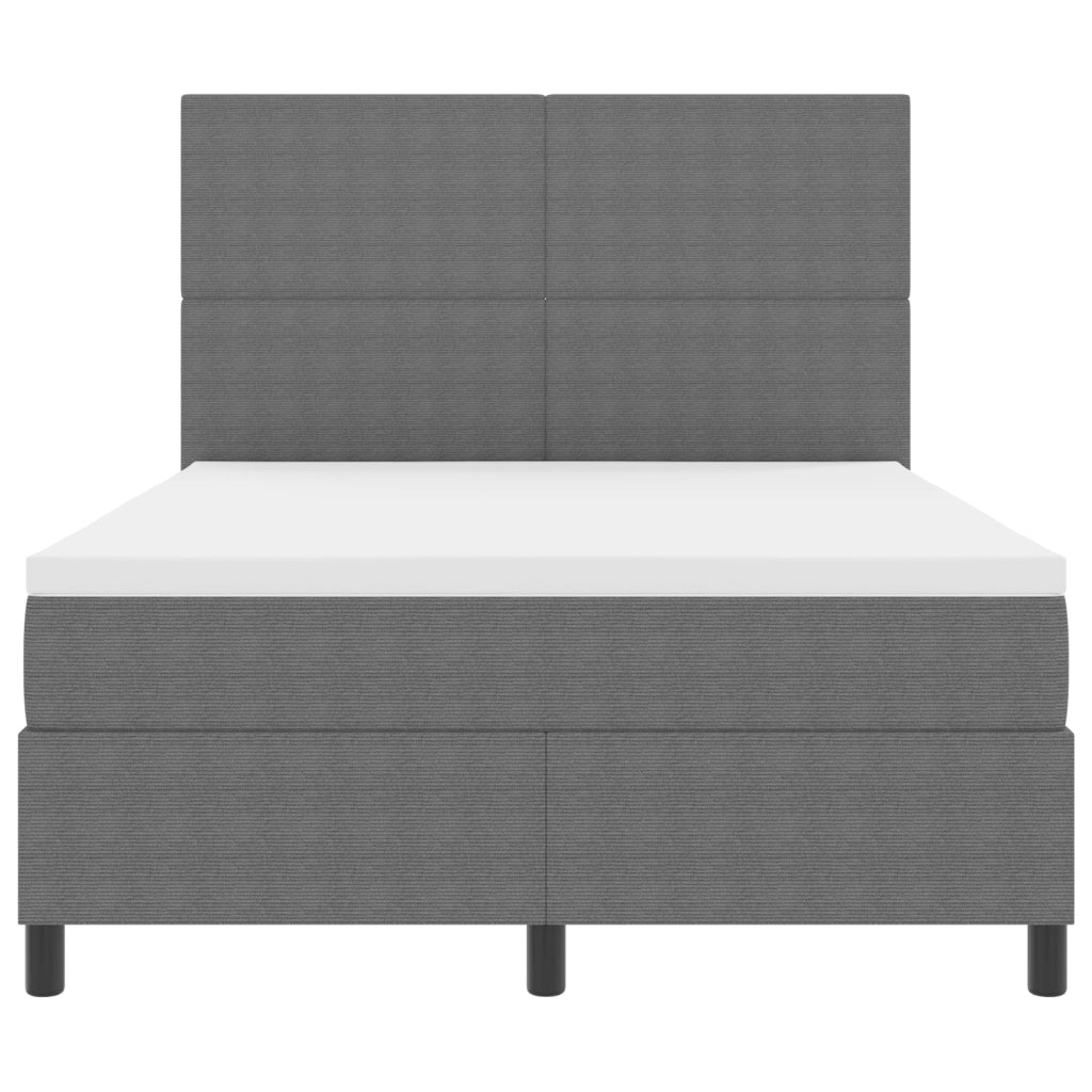 Letto con Box Spring, Materasso & Luce LED Grigio 140x200 cm Tessuto in Corduroy