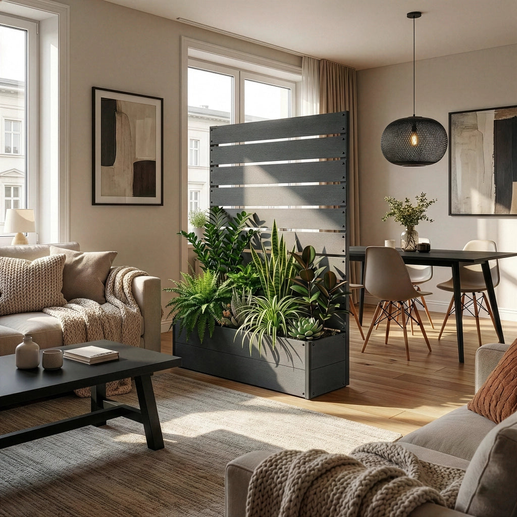 Fioriera con Spalliera Heerde in WPC 150 x 90 x 38 cm Grigio [en.casa]