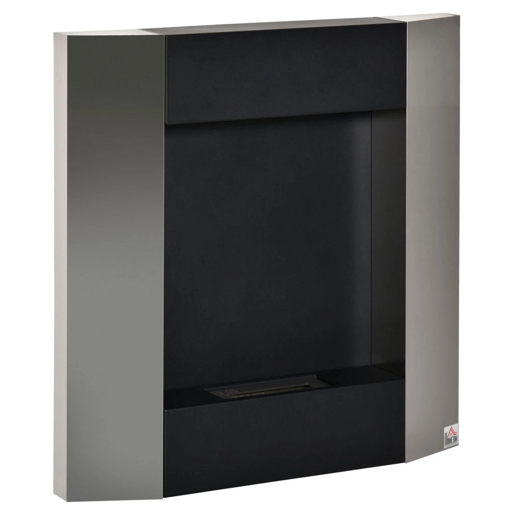 CAMINO BIOETANOLO DA PARETE CON SERBATOIO 0.7L 72X11X72 CM ARGENTO/NERO
