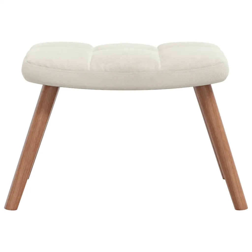 Poltrona a Dondolo con Poggiapiedi Bianco Crema in Velluto cod mxl 63054