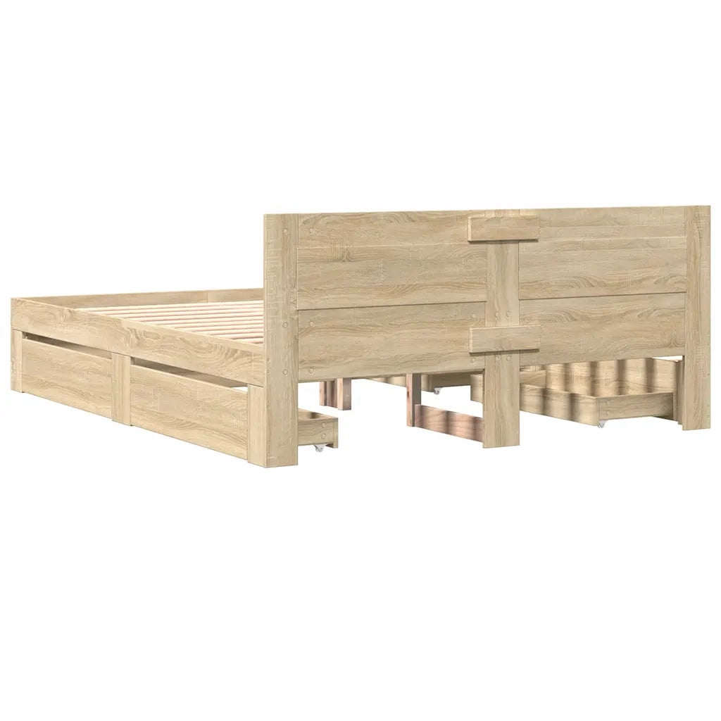 Struttura del letto 2 pcs Sonoma 153 x 203 cm Legno multistrato 3402855