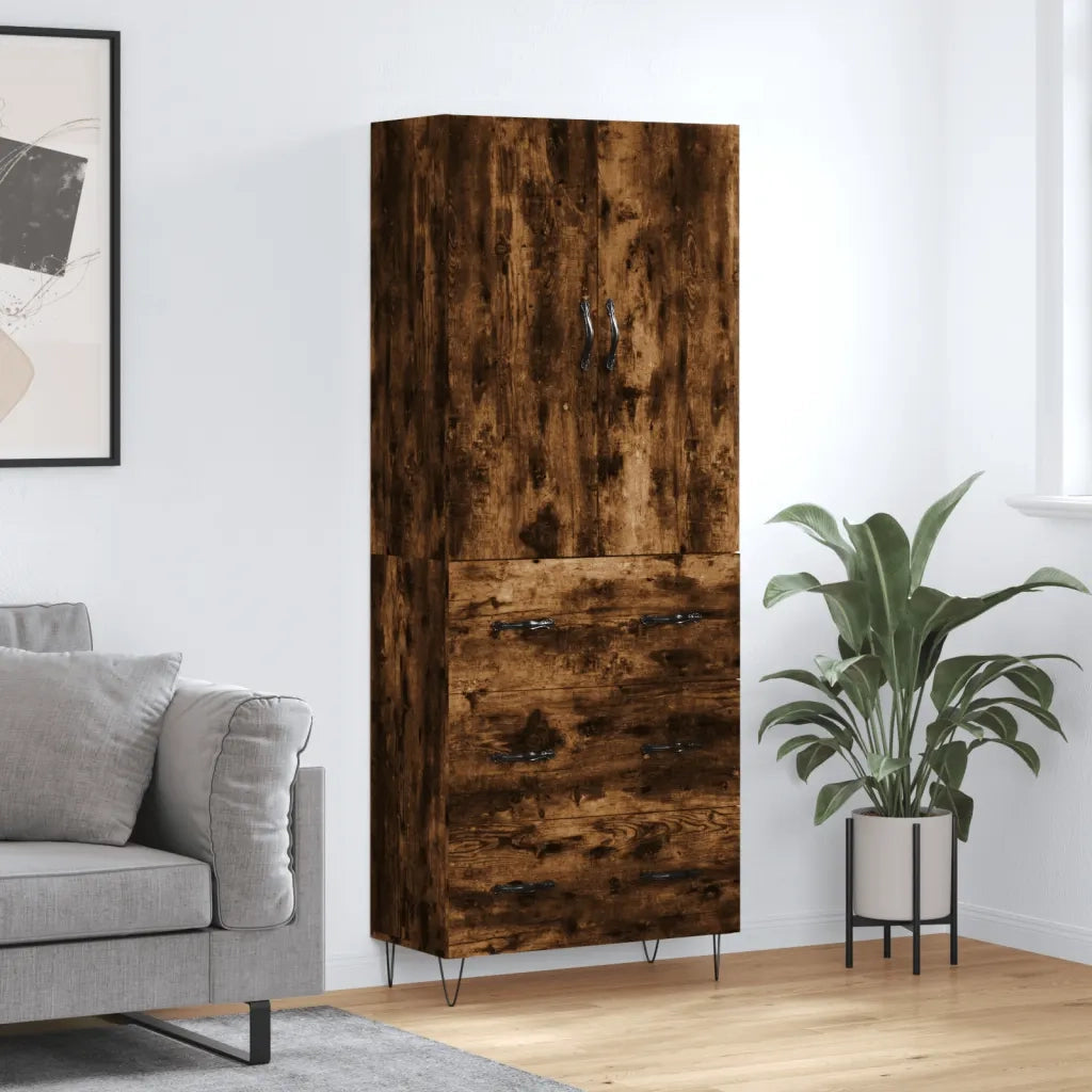 Credenza | Madia | Buffet da pranzo | Armadio da pranzo Rovere Fumo 69,5x34x180 cm in Legno Multistrato
