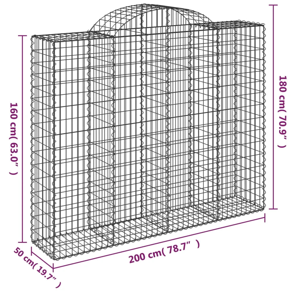 Cesti Gabbioni ad Arco 13 pz 200x50x160/180 cm Ferro Zincato 3146394