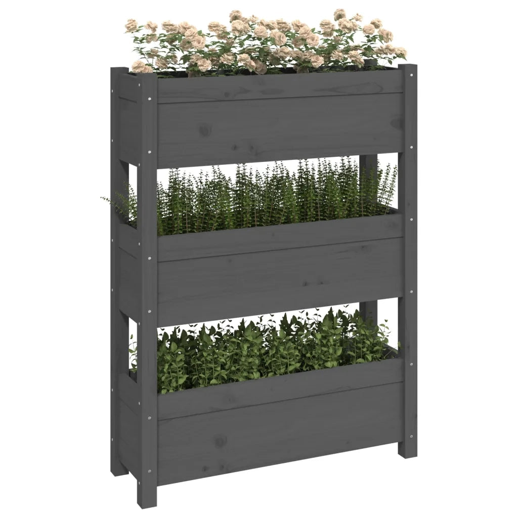 Fioriera Grigia 77x25x104,5 cm in Legno Massello di Pino 823936