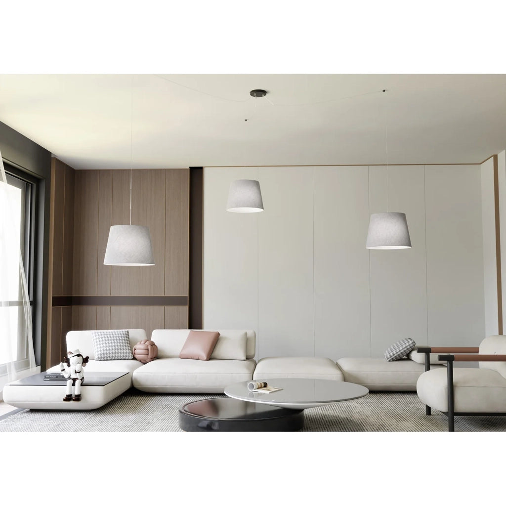Sospensione 3 Luci Iside Con Fermacavi E Paralumi Grigio