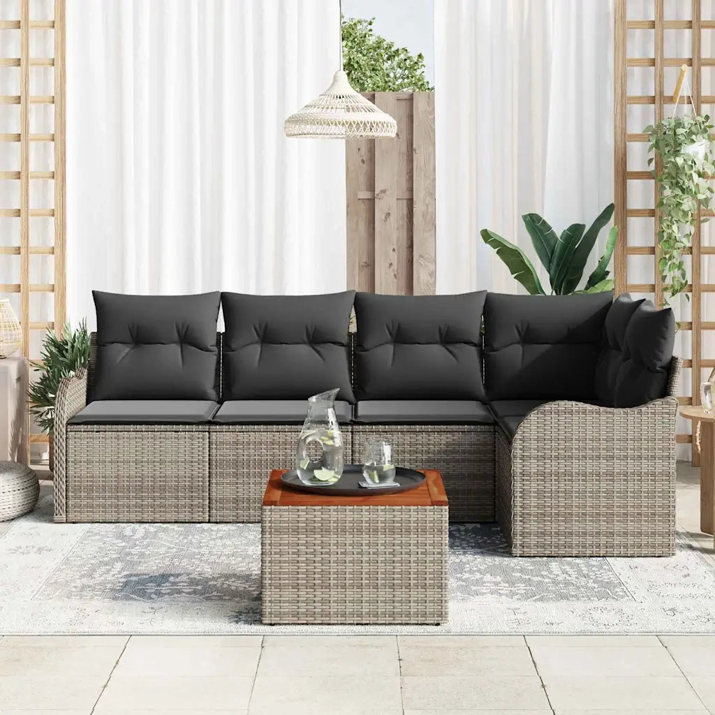 Set Divano da Giardino 6 pcs Grigio polyrattan 3356123