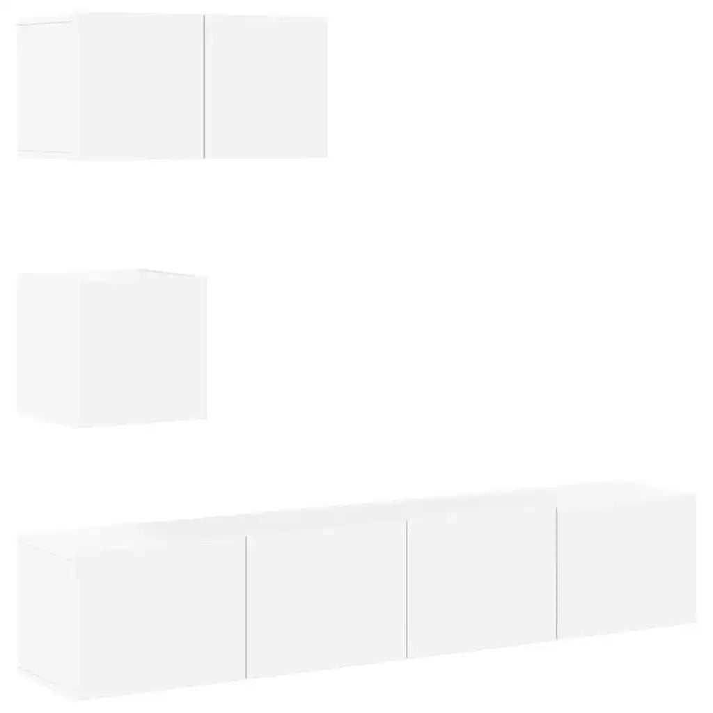 Set di Mobili Porta TV 4 pz Bianco in Legno Multistrato 3114638