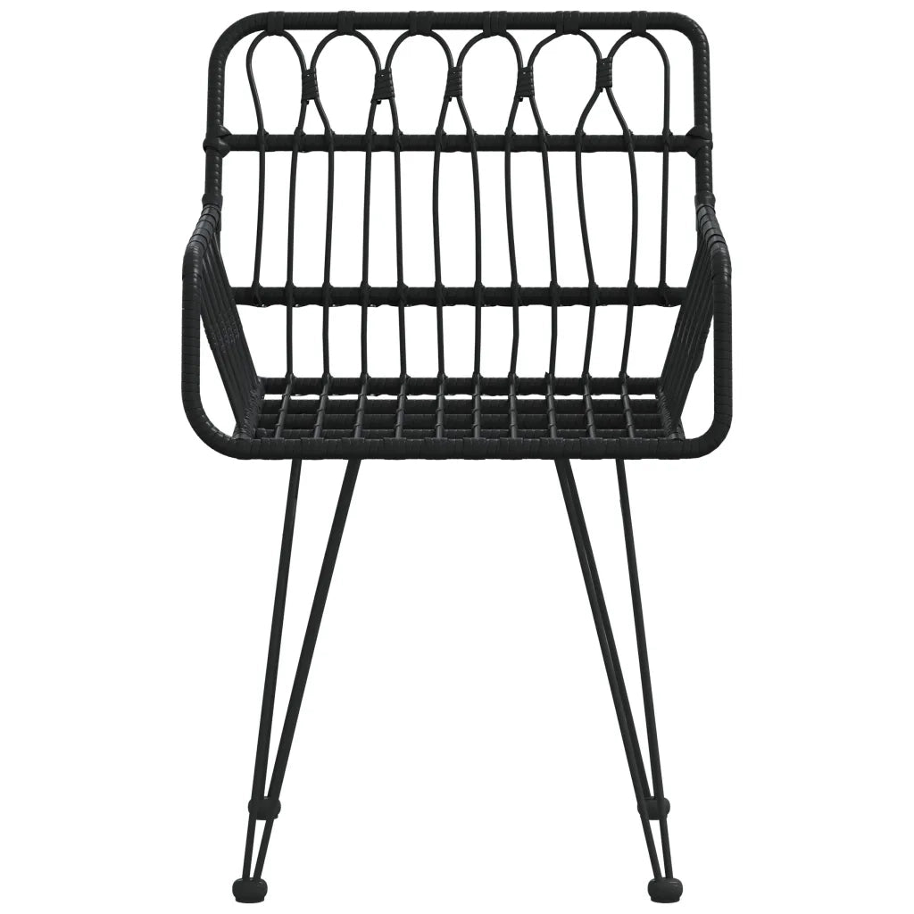 Sedie da Giardino 2pz con Braccioli Nero 56x64x80 cm Rattan PE cod mxl 16626