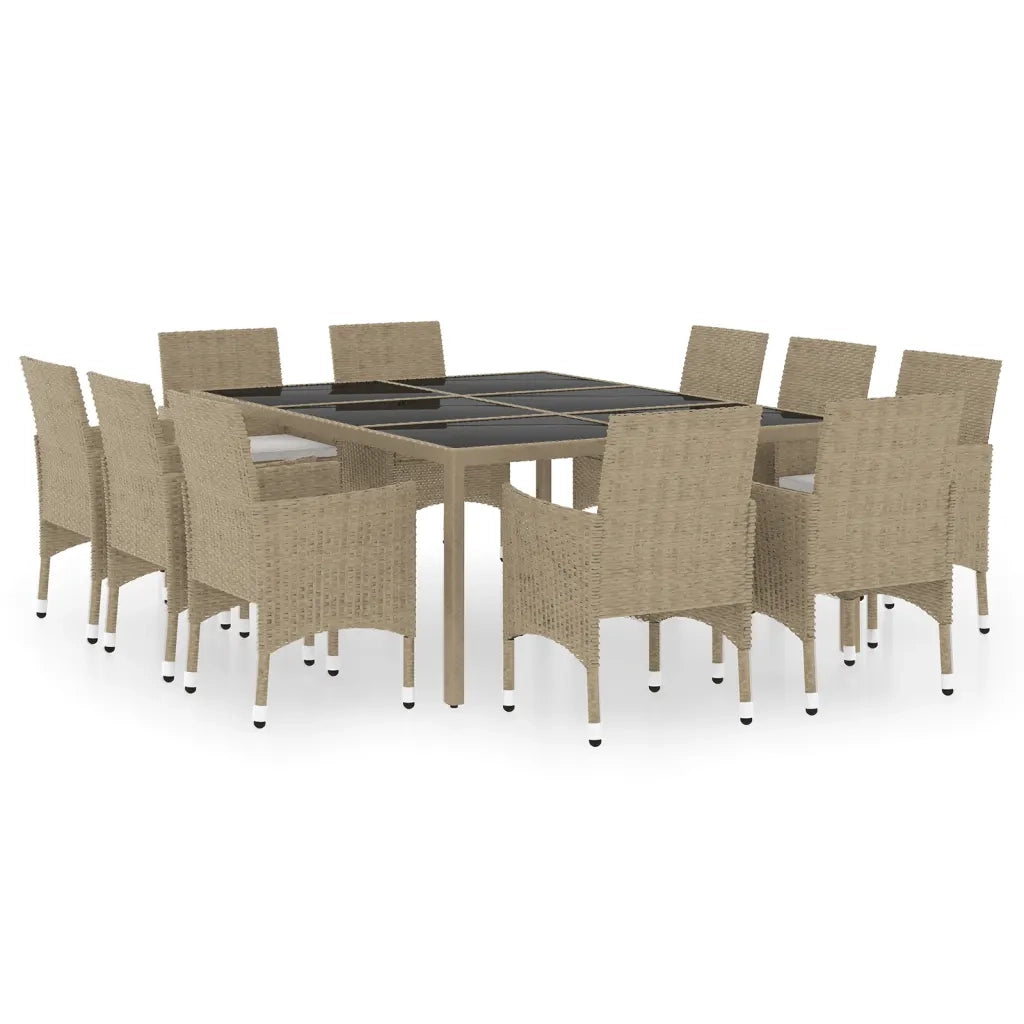 Set da Pranzo per Giardino 11 pz in Polyrattan Beige cod mxl 37948