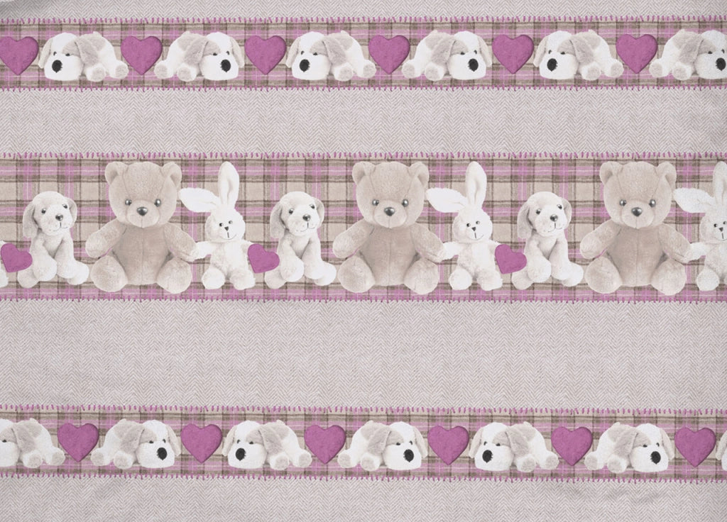 Copripiumino Sacco Piumone Pensieri Delicati Cotone Disegno Peluches - Singolo - Rosa