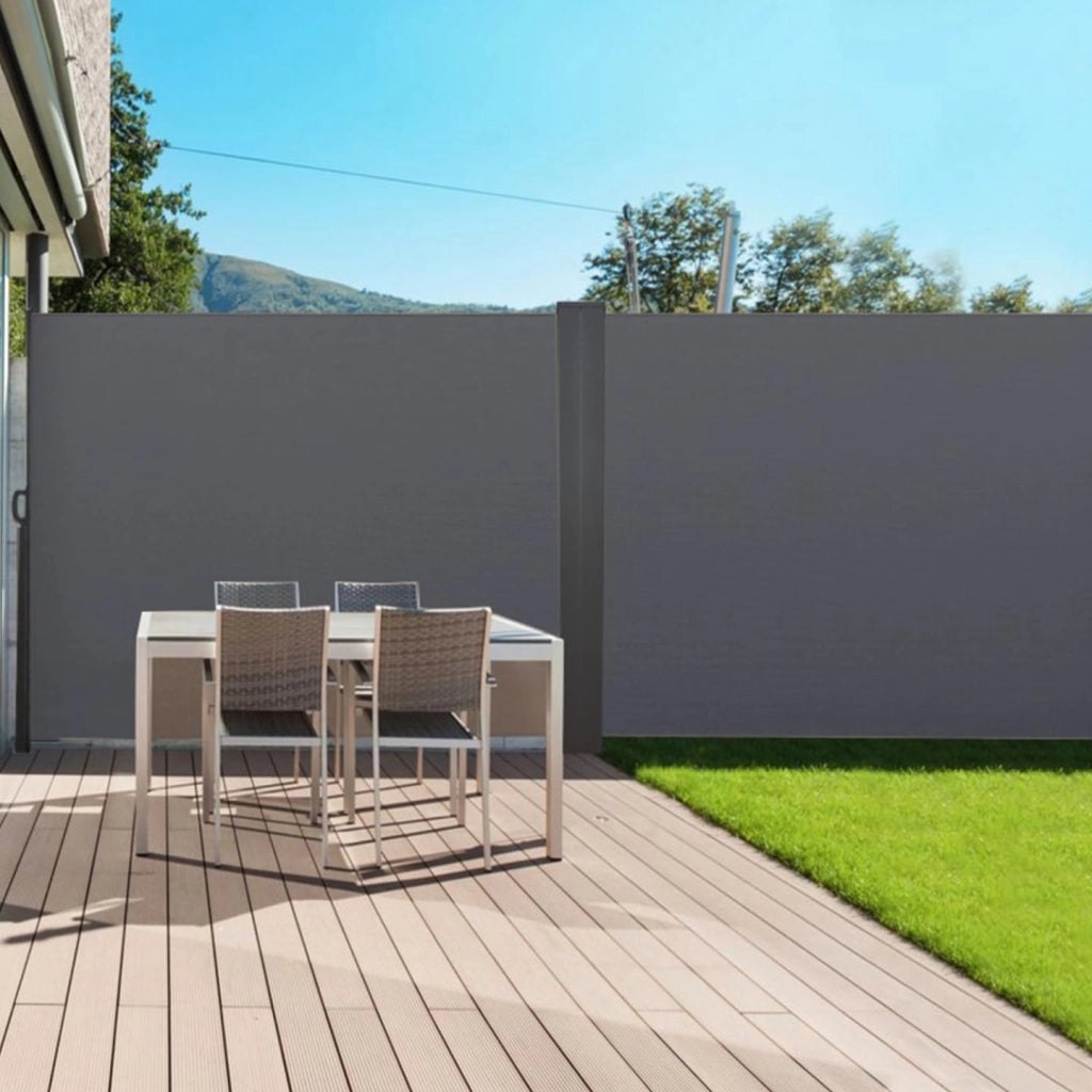 Doppio Schermo Pieghevole a Scomparsa 180 x 800 CM Tenda Laterale Grigio Antracite