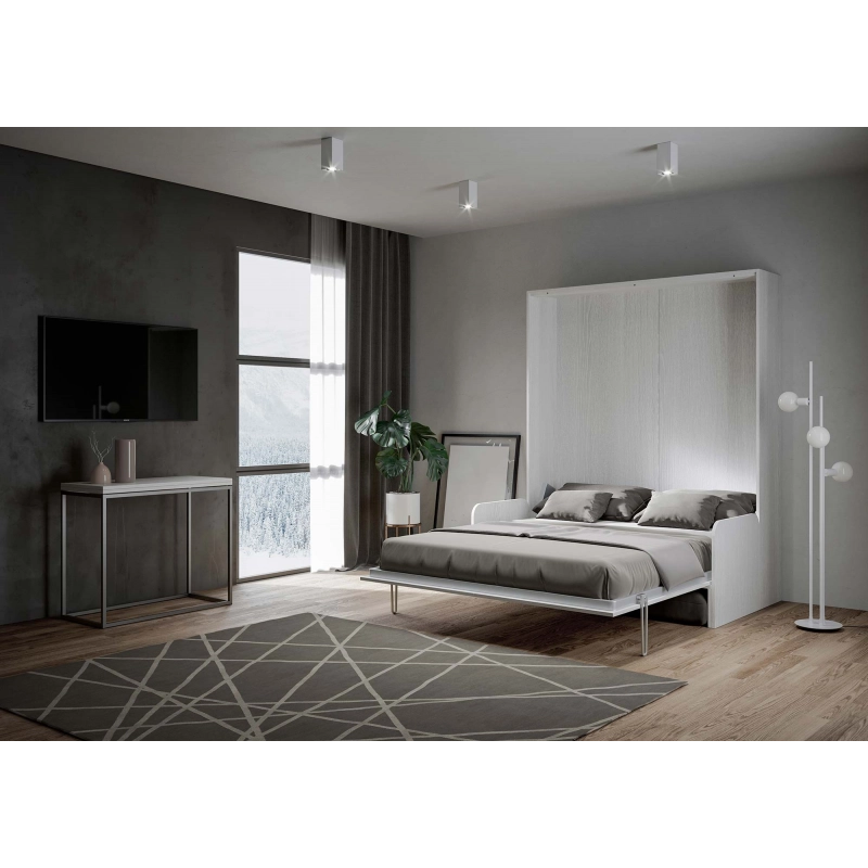 Letto a scomparsa 160 verticale Kentaro Sofà - ALESSIA 20 - Bianco Frassino
