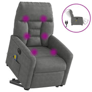 Poltrona a Rialzo Reclinabile Massaggi Grigio Scuro Microfibra