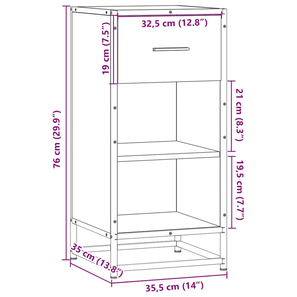 Credenza-Buffet-Armadio da cucina Rovere Nera 35,5x35x76 cm in Truciolato e Metallo 493257