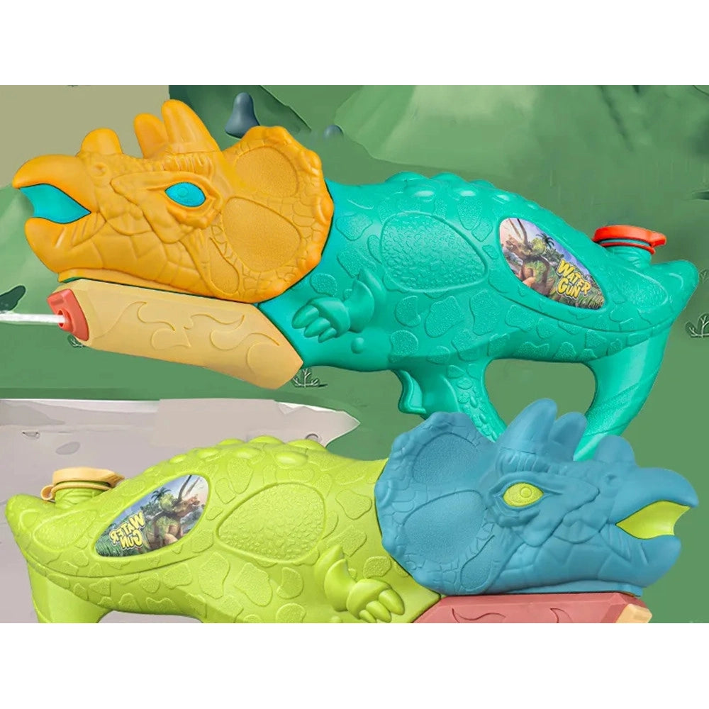 Trade Shop - Pistola Ad Acqua Per Bambini A Forma Di Dinosauro Triceratopo 28.5cm Gioco Estivo 618571 -