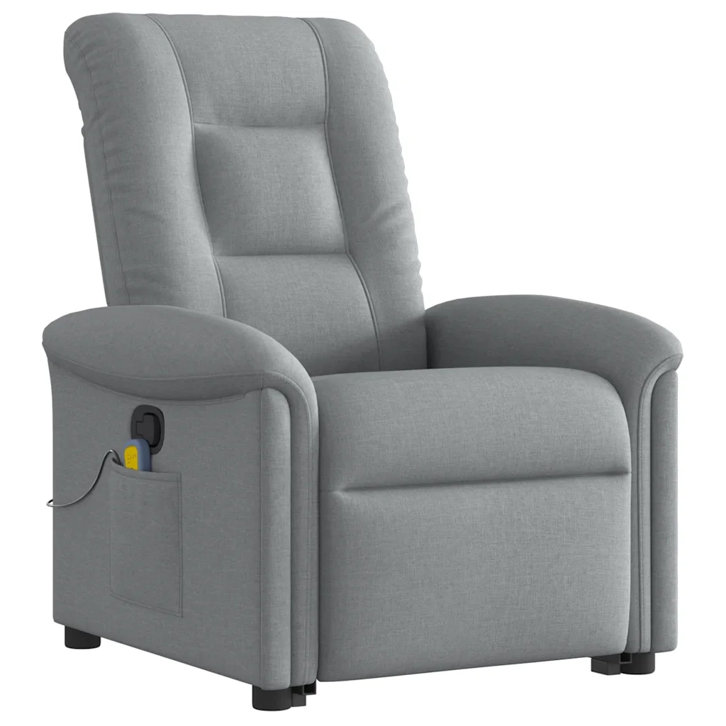 Poltrona Alzapersona Massaggi Reclinabile Grigio Chiaro Tessuto 3303264