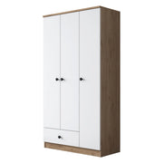Armadio Camera da Letto Infine, Guardaroba 3 Ante Appendiabiti, 90x43 cm Marrone Rovere