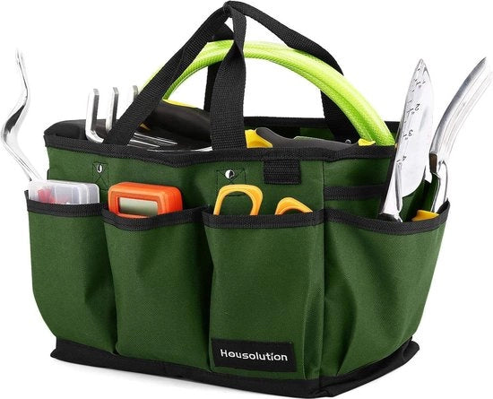 Organizzatore per giardino, contenitore per attrezzi da giardino, organizzatore per casa, con borse, resistente e riutilizzabile - verde scuro
