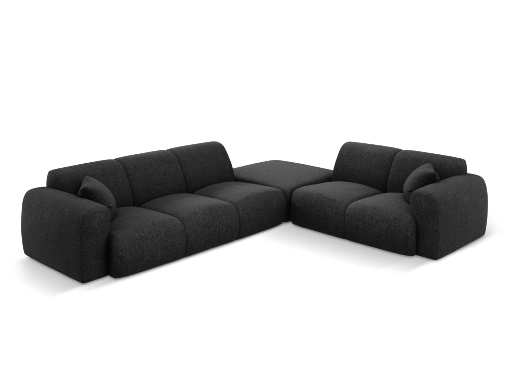 Cosmopolitan Design - Divano angolare destro "Nolio" 4 posti in ciniglia nero 