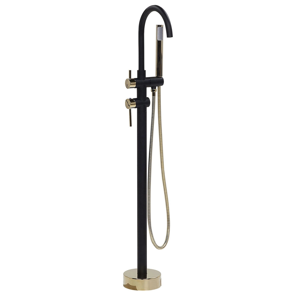 Miscelatore vasca da bagno Nero con ottone dorato rubinetto vasca freestanding in acciaio inox con doccetta design moderno