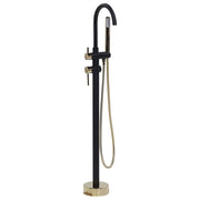Miscelatore vasca da bagno Nero con ottone dorato rubinetto vasca freestanding in acciaio inox con doccetta design moderno