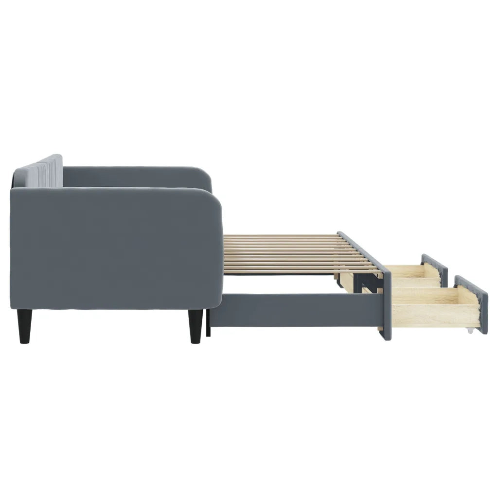 Divano Letto Estraibile Cassetti Grigio Scuro 90x200cm Velluto 3197112