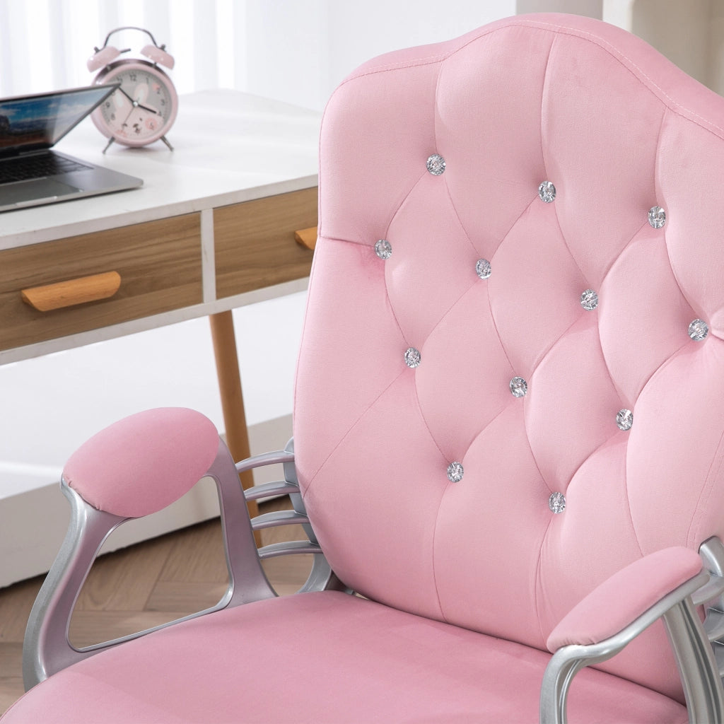 Sedia da ufficio ergonomica con funzione dondolo altezza regolabile supporto lombare girevole in poliestere rosa