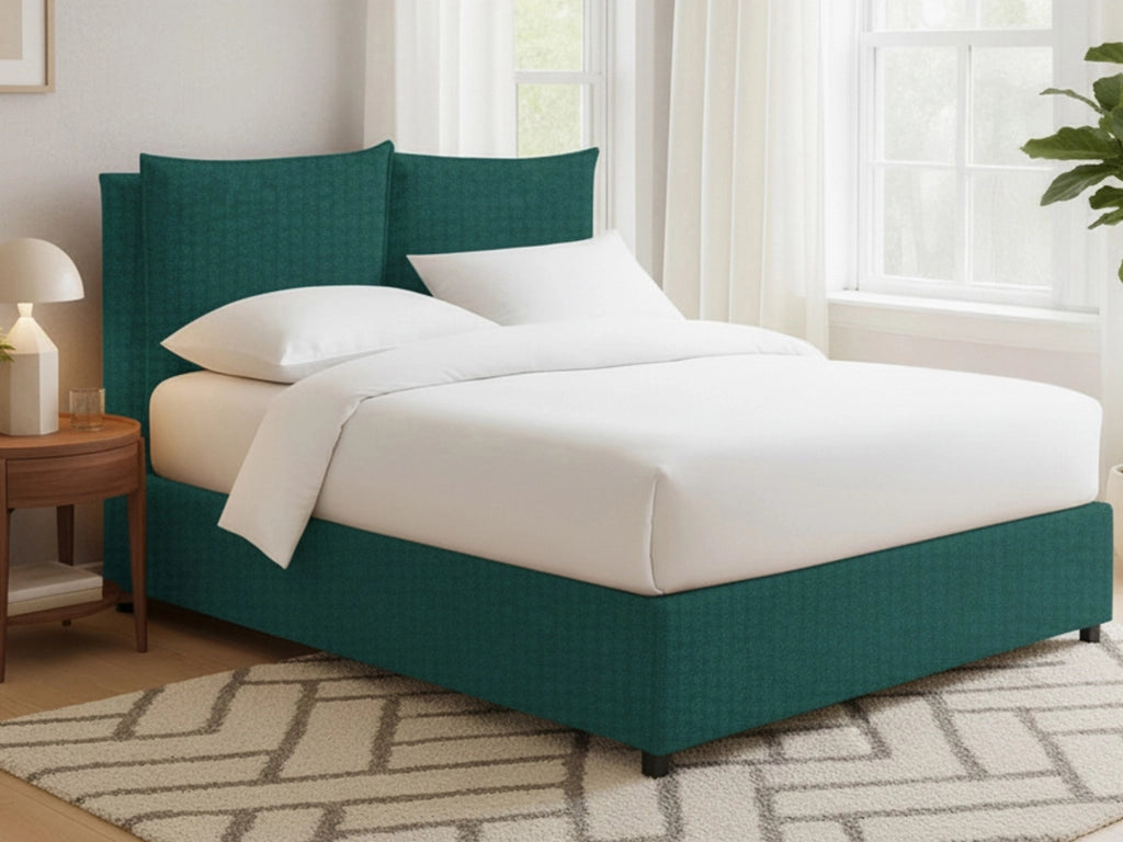 Liskeard, Letto Matrimoniale Sfoderabile Made in Italy, Verde Petrolio