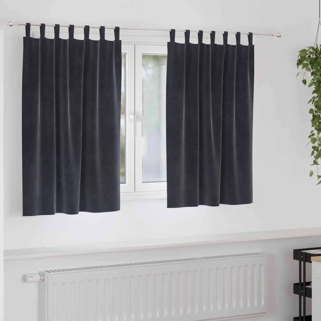 Tende oscuranti  con anelli 2 pz Grigio scuro in velluto