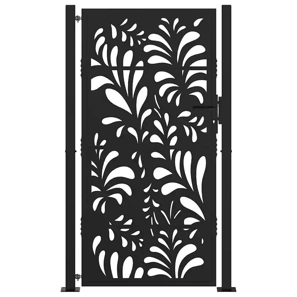 vidaXL Cancello Giardino Nero 105x180 cm in Acciaio Design Ondulato