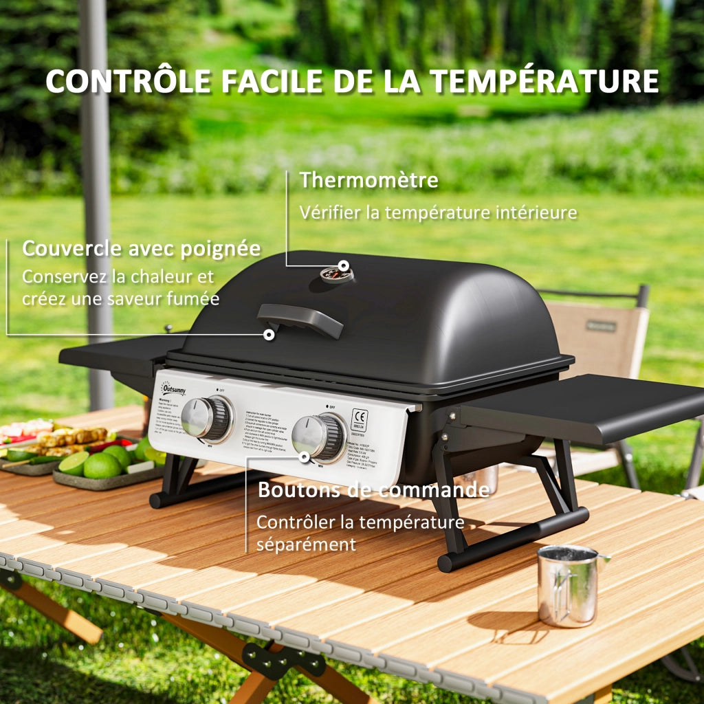Barbecue a gas da tavolo portatile ¨C zephmum ¨C 2 bruciatori 5.6KW, nero
