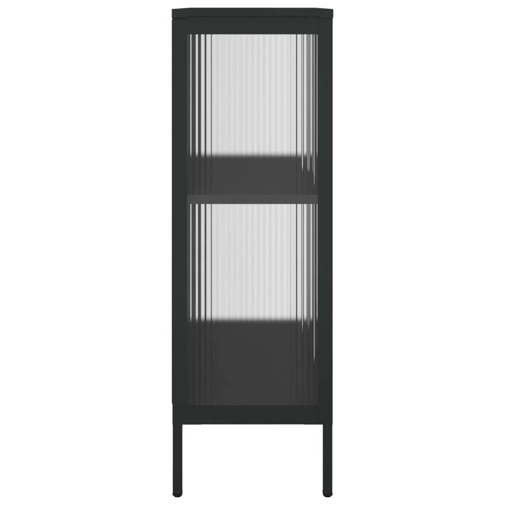 Buffet credenza cassettiera armadio mobile contenitore organizer per cucina soggiorno salotto 75 x 35 x 105 cm vetro e acciaio nero 02_0036121