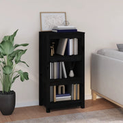 Libreria-Scaffale per Libri-Mobile di Stoccaggio Nera 50x35x97 cm in Legno Massello di Pino