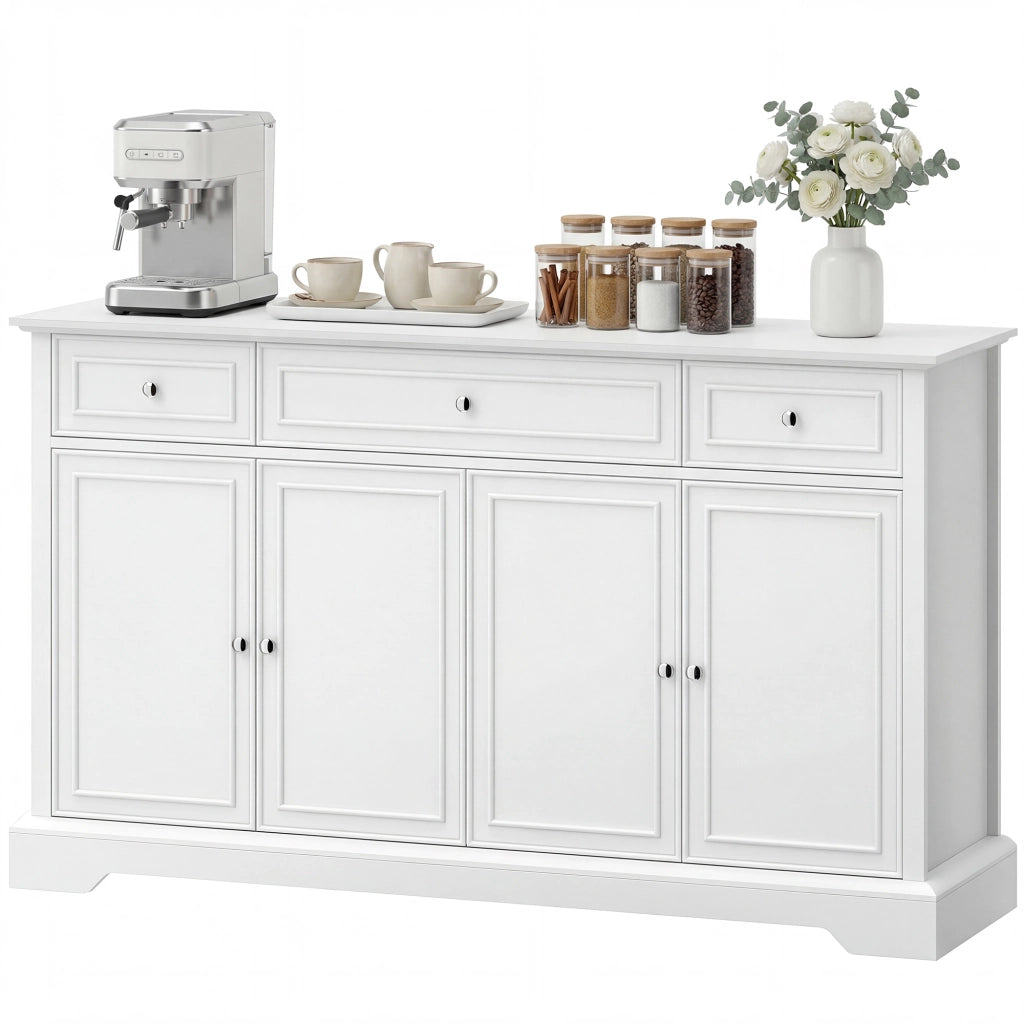 Credenza con cassetti e ante scorrevoli ¨C zephmum ¨C Bianco 120x40x90 cm