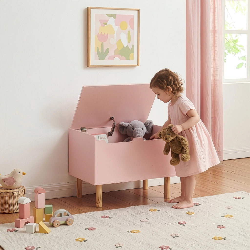 Baule per Giocattoli Virer Cassapanca per Cameretta 60 x 40 x 45 cm - Rosa [en.casa]