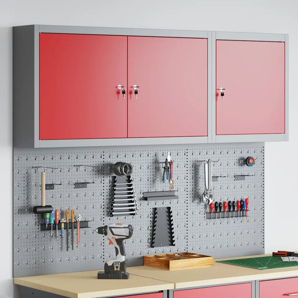 Set di armadi per attrezzi con lo scaffale 5 pcs Rosso 3321401