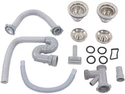 Set di scarico 12 pezzi - Scarico a doppia curva - Sifone - Tubo di scarico flessibile - Impermeabile - Disimpegno idraulico igienico