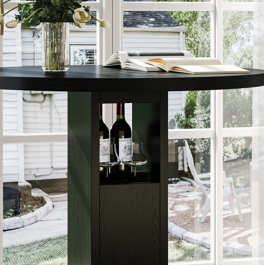 Set tavolo da bar rotondo con 2 sgabelli nero Ø 80 cm